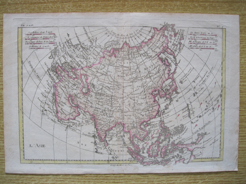 Mapa de Asia, 1780. Bonne